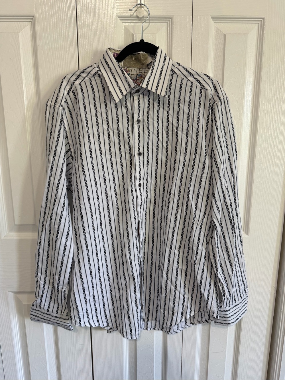 Robert Graham Mens Casual Button Down Western Print Bolo 100% Cotton Shirt L